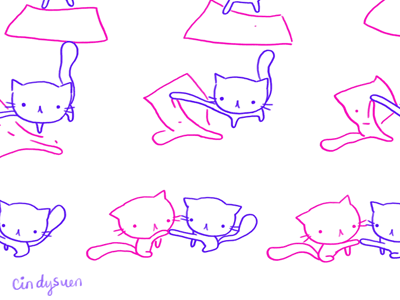 GIF: copycats!!! animation cat copycat drawing gif many morph pattern pink