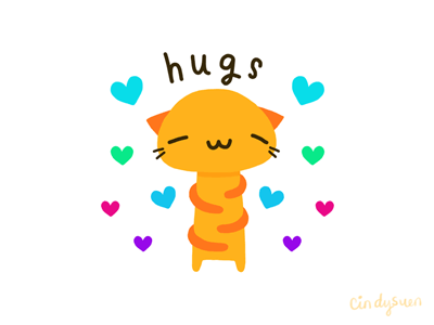 GIF: Hugs! animation cat gif giphy giphy keys heart hug hugs love self hug spin sticker