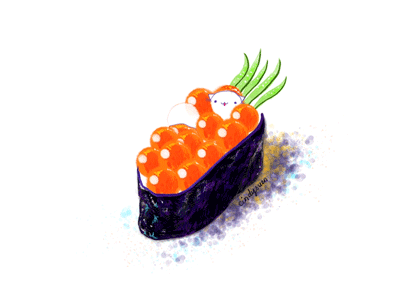 Ikura sushi cats! animated gif animation cat cucumber fish roe food gif ikura salmon roe seaweed sushi