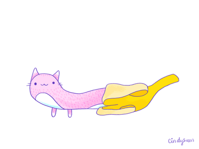 Banana weasel cat animation banana cat food gif morph pink weasel