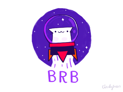 BRB Sticker brb cat gif imessage space spaceship stars sticker