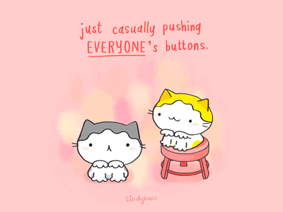 Pushing buttons animation cat gif naughty pink press buttons push buttons