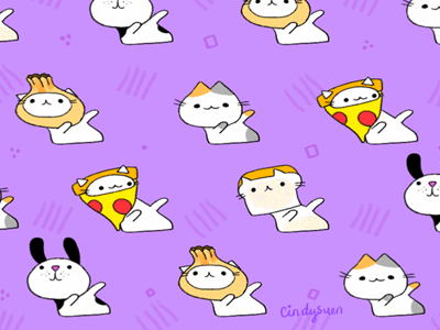 Dab dab dab animation bread cat dab dumpling gif pattern pizza purple toast