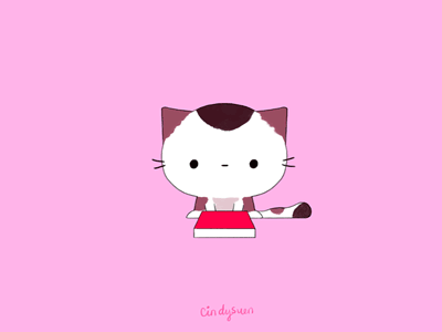 Bookworm animation book cat flip gif glasses pink animated gif read