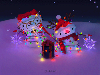 ✨Christmas Lights! ✨ animated gif animation b3d christmas gif gift merry christmas present snowflake snowman winter