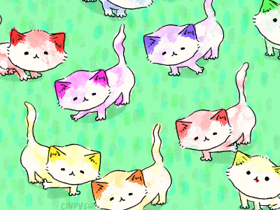 Happy Caturday! animation cat caturday gif pattern rainbow society6