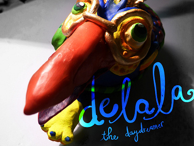 Delala the daydreamer animal bird cat cindy suen creature hand lettering logo monster octopus sculpey sculpture typography