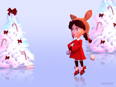 ❄️🎄Ice skating to Christmas!! 🎄❄️ 3d 3d modelling animated gif animation b3d christmas tree gif ice skating