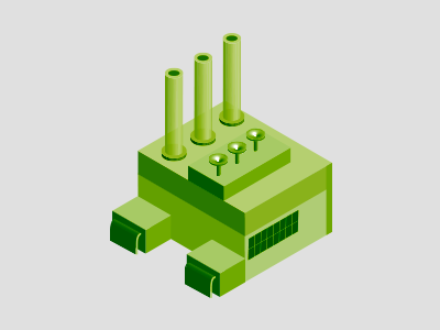 Factory illustration - Green 3d factory illustration vector