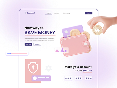 Money Saving Webiste credit homepage saving money ui web design