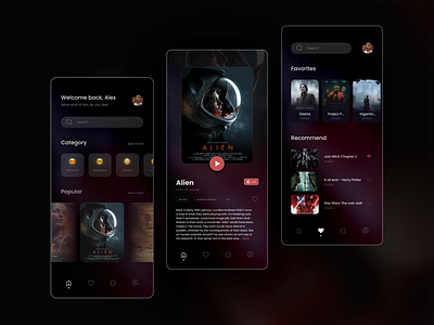 App for watching movies app app design dark design figma graphic design movies product design ui uiux ux web web design