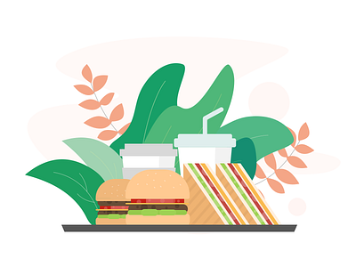 food beverage burger coffee food hamburger illustration illustrator meal sandwiches vecotor