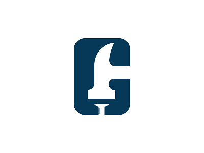 G Letter construction flat g hammer letter logo minimalist nail negative space