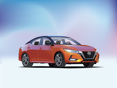 Nissan Sentra 2020 car design flat graphic graphics illustration ilustracion modern nissan nissan car nissan sentra orange car sentra vector