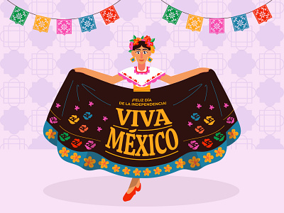 Independencia de Mexico character design coco dancer design dress flat floral flowers graphic illustration ilustracion mexico mexico city vector woman illustration