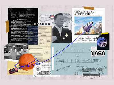 Elon Musk astronaut collage collage art design elon musk elonmusk graphic illustration mars modern nasa space spacex vector