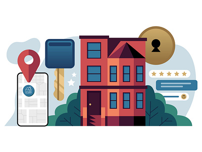 Looking for a new home 🏘️🔍 buying cellphone design flat graphic home house houses icon illustration ilustracion key message modern pin renting review townhouse vector vector art