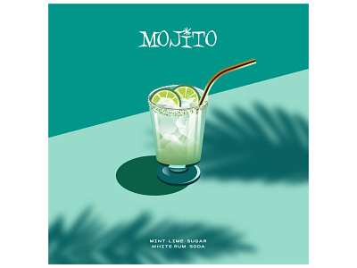 Mojito 🍸 cocktail cocktails color design drink drinks flat graphic graphics illustration ilustracion lime logo mint modern palms poster soda summer vector