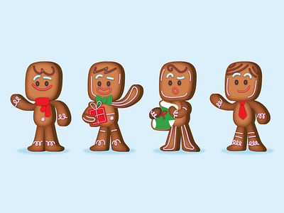 Gingerbread 🍪 character design christmas christmas card design flat gift gingerbread gingerbread man graphic graphics icons illustration ilustracion tutorial vector