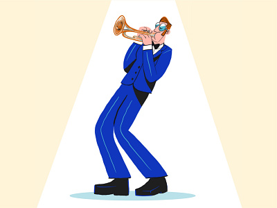 Trumpet 🎺 band band member character character design design flat graphic icon illustration ilustracion jazz jazz festival jazzy modern playing procreate vector