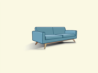 Sofa Illustration blue couch design flat furniture icon illustration interior minimal modern mueble sofa