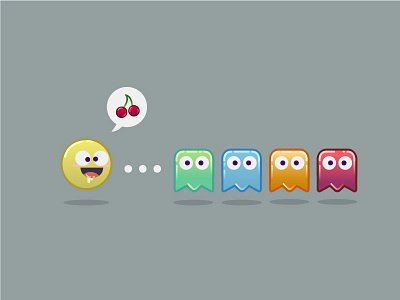 Pacman atari character cherry design emoticons flat graphic icons illustration illustrator pacman videogame