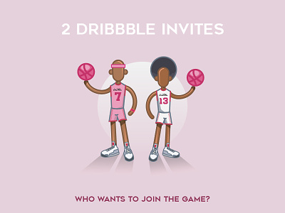 2 Dribbble Invites!! basketball cactus dribbble illustrations invitation invitations invite invites join logo pink vector