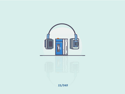 'Walkman' Challenge 011/365 audio cassette design flat graphic headphones icon icons illustration music vector walkman