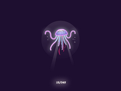 'Jellyfish' Challenge 015/365 animal dark design flat graphic icon illustration jellyfish ocean sea vector water