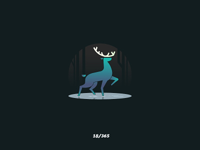 'Deer' Challenge 018/365 animal blue deer design flat graphic icon illustration lake vector venado water