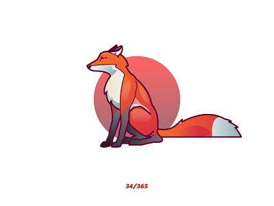 'Fox' Challenge 034/365 animal design flat fox foxes foxy graphic icon illustration orange vector zorro