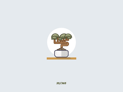 'Bonsai' Challenge 035/365 bonsai design earth flat icon icons illustration illustrator plant plants