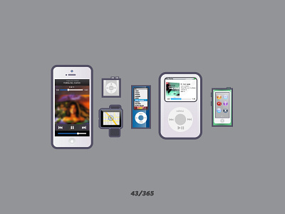 'Music' Challenge 043/365 apple flat graphic icon icons illustration ipod nano suffle touch vector watch