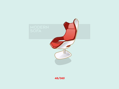 'Modern sofa' Challenge 048/365 3d design flat futuristic graphic icon illustration industrial design interior modern sofa red vector