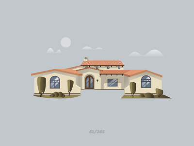 'Mexican house' Challenge 051/365 casa clouds design flat graphic house illustration ilustracion mexican modern vector wood