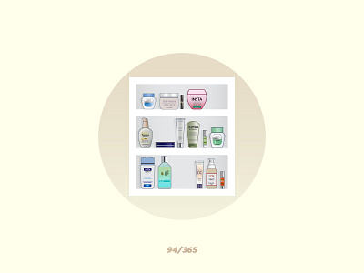 'Comun Cabinet' Challenge 094/365 cabinet cream creams design face cream flat illustration vector washroom