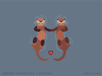 'Otters' Challenge 109/365 animal avatar character character design design flat illustration love otters vector water
