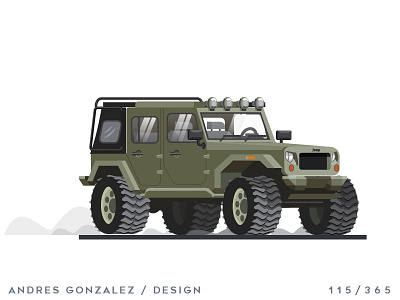 'Jeep Wrangler Rubicon' Challenge 115/365 car design flat green icon illustration jeep militar military truck vector wrangler