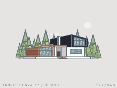 'Modern House' Challenge 122/365 design flat graphic house icon illustration illustrator modern modern house pine pines vector