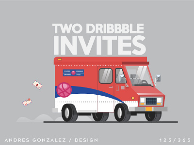 TWO DRIBBBLE INVITES!! contest dribbble dribbble invites graphic illustration invitation invite invites mail truck truck