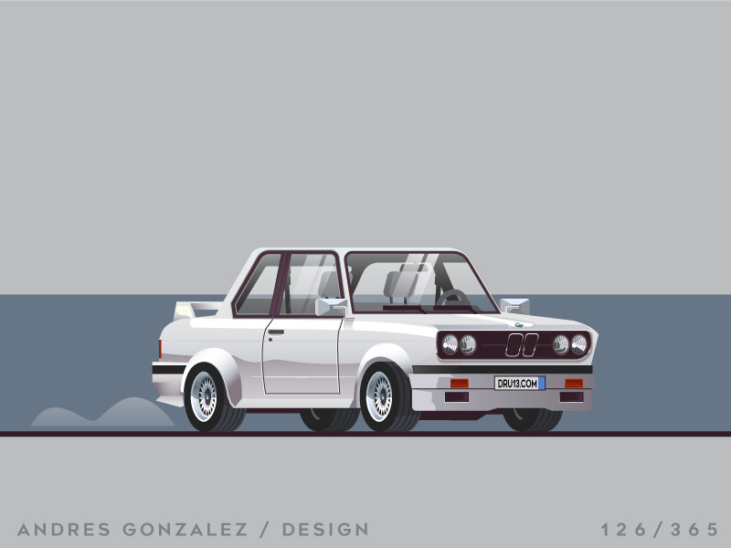 'BMW E30' Challenge 126/365 cars glass 3d auto graphic car e30 flat design vector bmw illustration