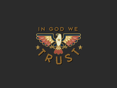 IN GOD WE TRUST design eagle feather flat god graphic icon illustration tatto type vector
