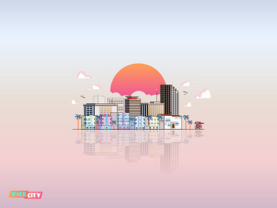 Vice City building buildings city gradient illustration miami sunset usa vector vice ctiy vicecity