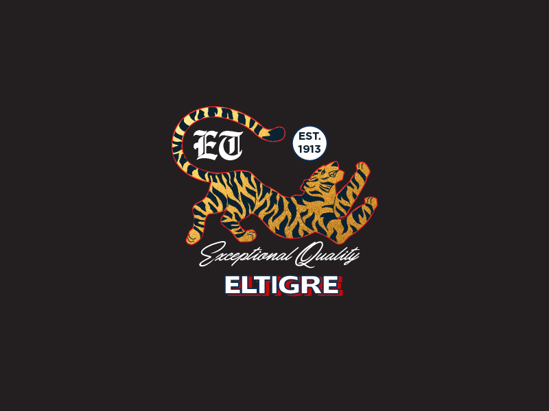 EL TIGRE logo badges chinese tigre tiger gold logos graphics emblem brand illustration design