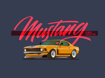 1970 Ford Mustang Boss 302 boss 302 car cars ford ford mustang graphic illustration mustang vector