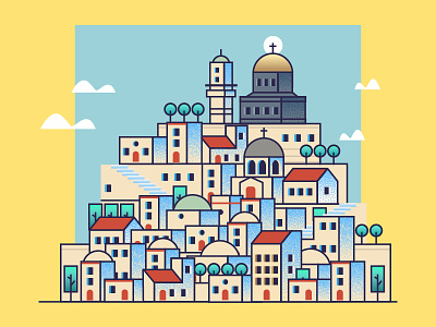 Jerusalem church city graphics house houses icon illustration israel jerusalem texture vector