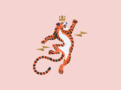 Tiger animal big cat cat crown feline graphic tiger wall illustration