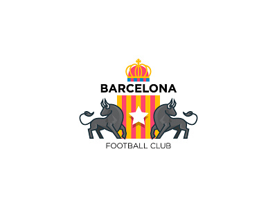 Barcelona Crest badge barca barcelona bull catalunya emblem graphic illustration logo logotype spain vector