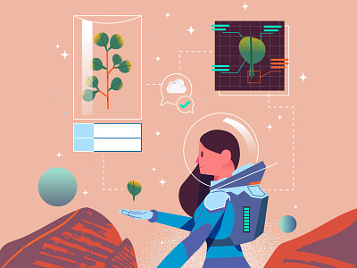 Space Girl avatar character design design flat girl graphic graphics icon illustration ilustracion leaf mars modern planet plant space vector