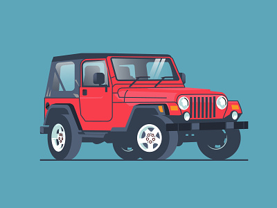Jeep wrangler 4x4 auto camper camper truck car cars design flat graphic graphics illustration ilustracion jeep logotype modern red carpet red jeep truck vector wrangler